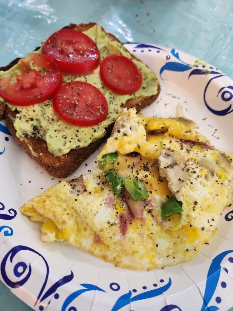 Avocado Toast and Omelet